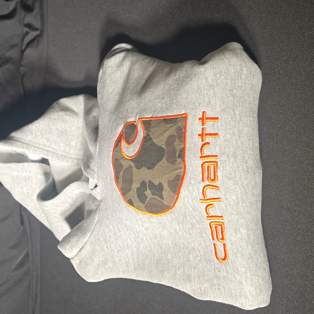CARHARTT YOUTH X-LARGE (16-18) GRAY LOGO  HOODIE
